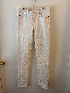 Big Star 1974 Alex Mid Rise Jacquard White Skinny Jeans sz 25 NWT